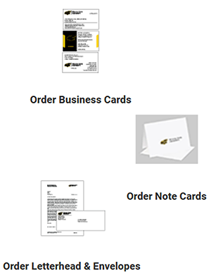 Order icons for business cards, note cards, envelopes and letterhead