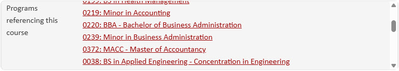 Screenshot showing referenced programs in ecosystem