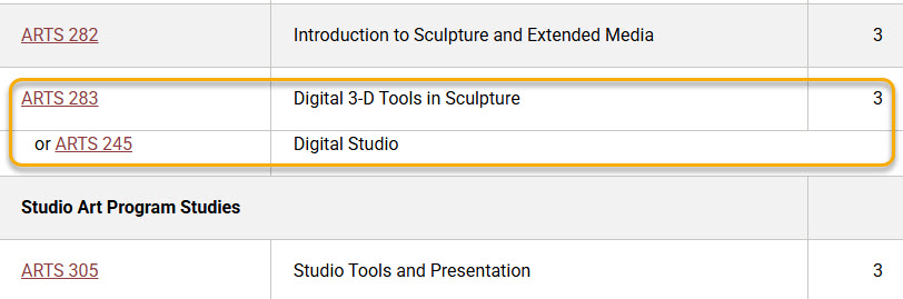 Screenshot of what the Or Class feature looks like in catalog