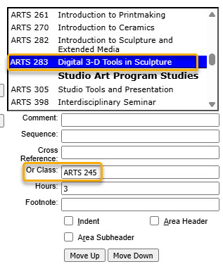 Screenshot of using the Or Class feature