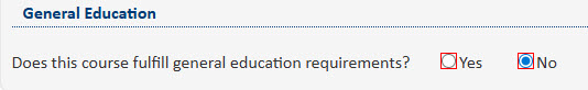 Screenshot of general education question