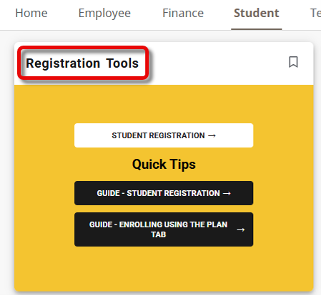 Image of Registration Tools section of myWSU portal