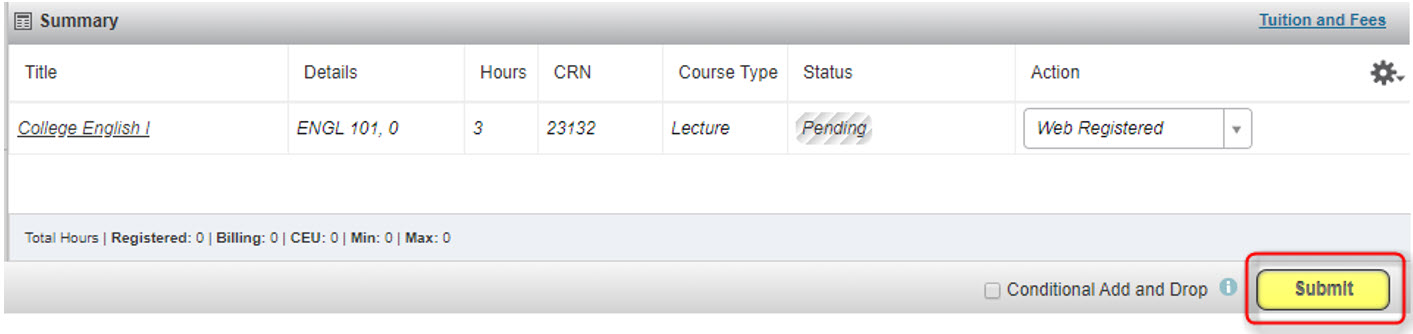 computer image drawing attention to submit button