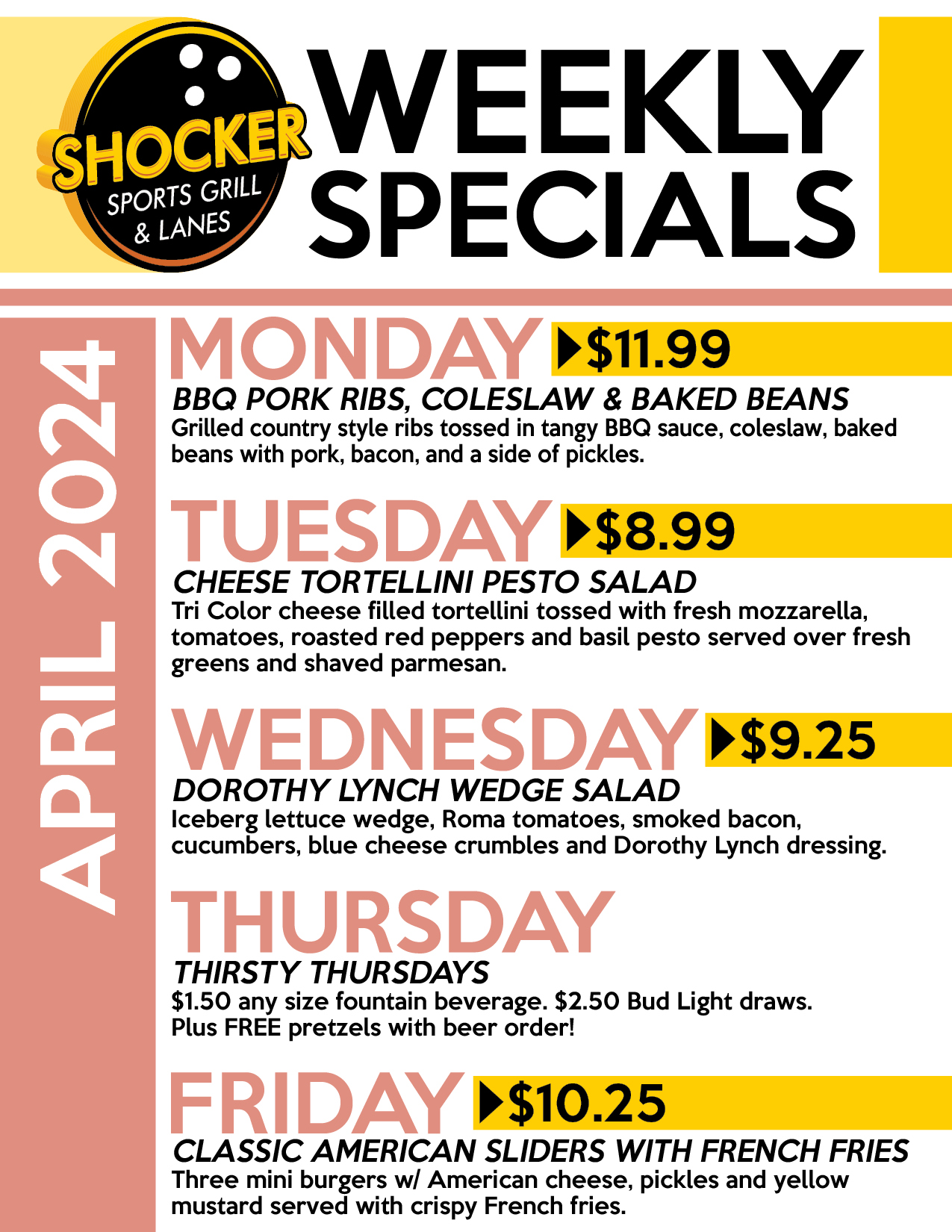 SSGL Weekly Specials. For text version, click on "Text Version" link above.