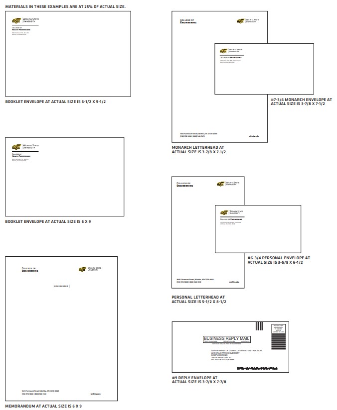 Collateral stationery items include booklet (6.5x9.5, 6x9), monarch, personal and #9 reply envelopes, and memohead, monarch, personal letterhead.