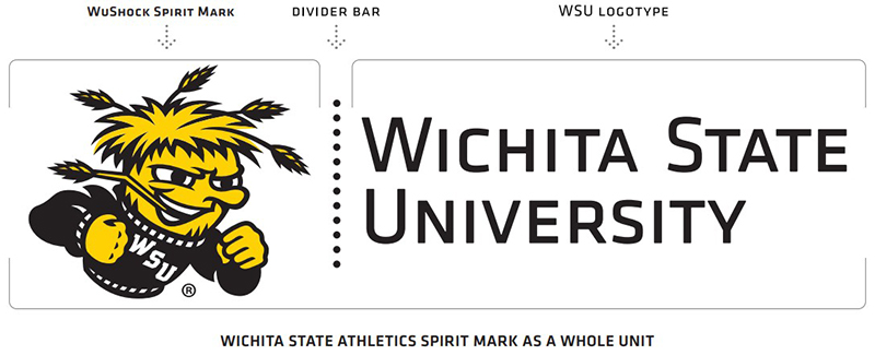 WSU spirit mark with signature elements diagrammed.
