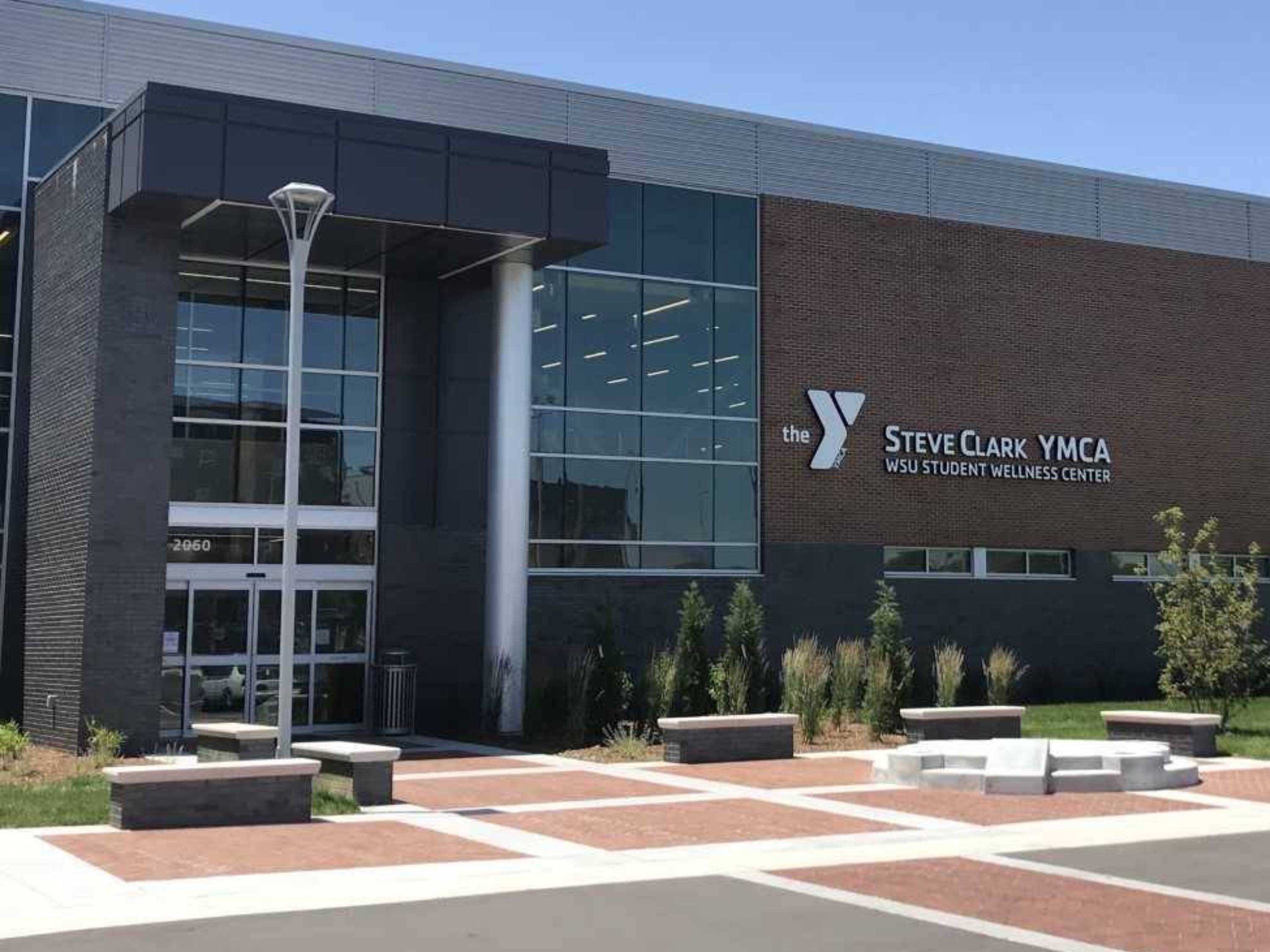 Front entrance of the Steve Clark YMCA and Student Wellness Center