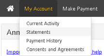 My Account tab view, with Statements option shown