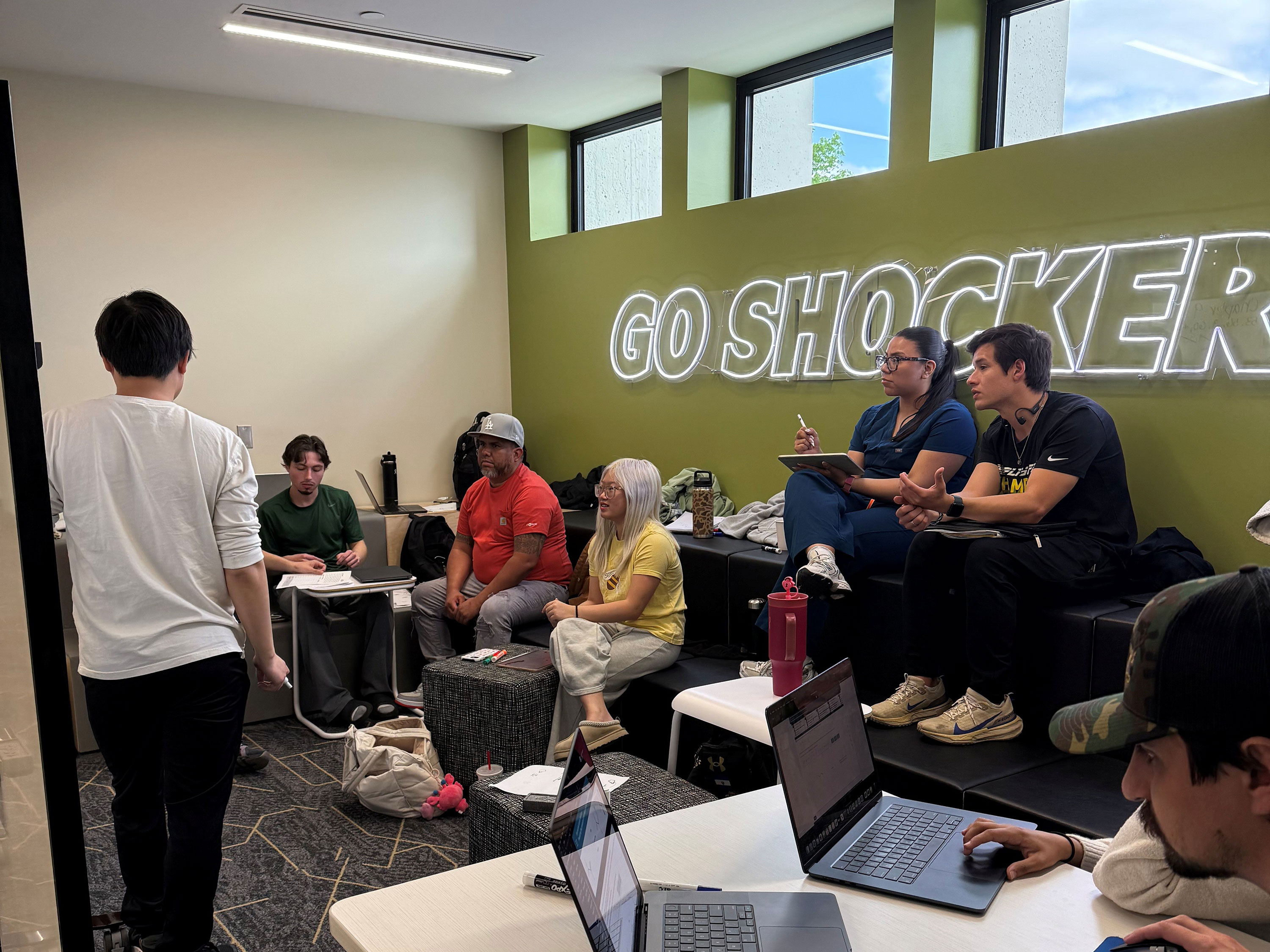 Students at a study session in the Shocker Student Success Center.