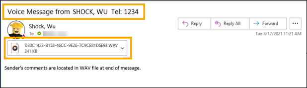 Email Notification of Voicemail Message