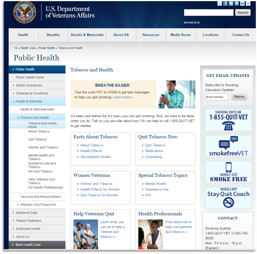 U.S. Departments of Veterans Affairs home page