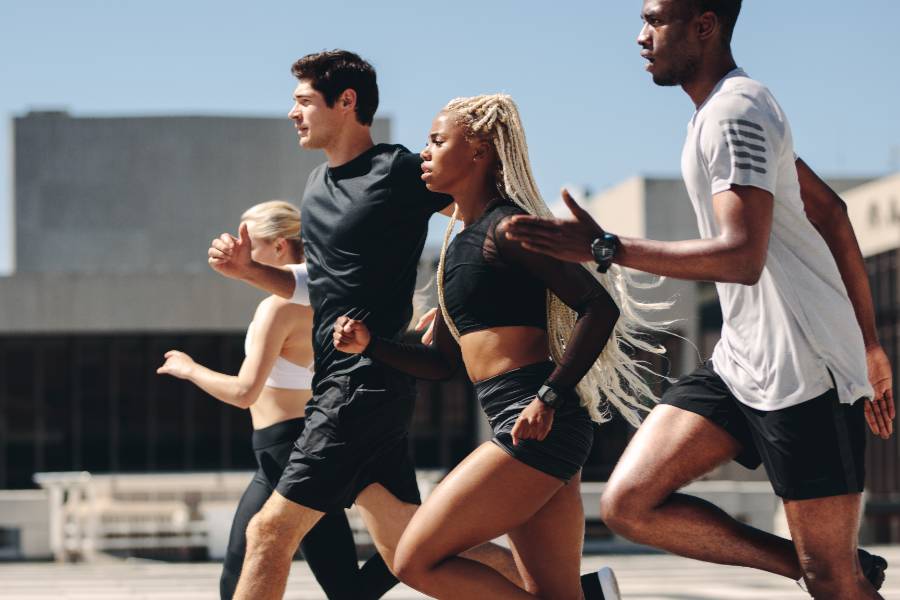 People running outside