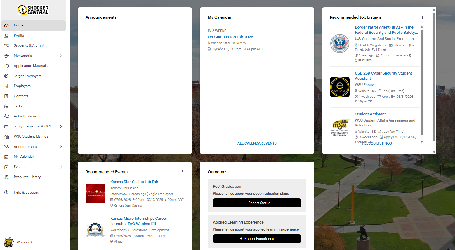 Shocker Central Student 02 Shocker Central Home Page