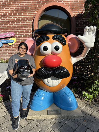 Nataleigh with Mr. Potato Head