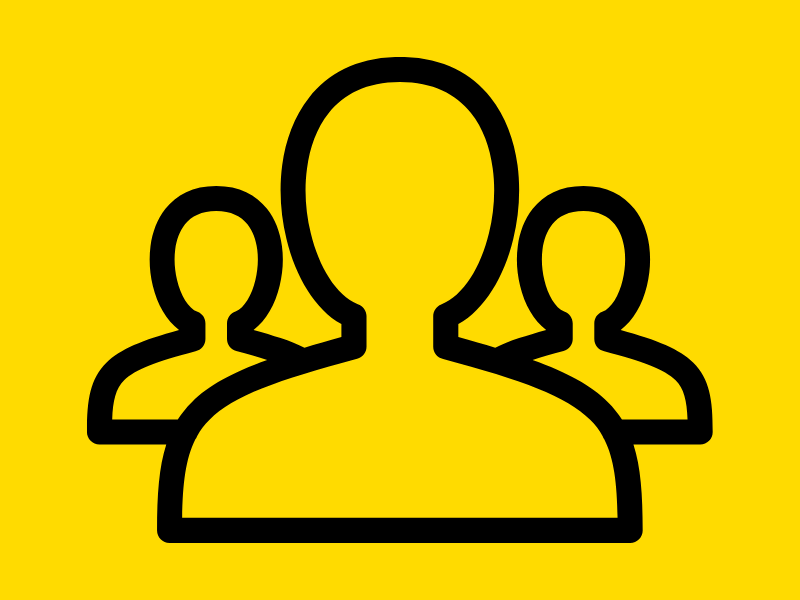 Image of an outline of a group of people on a shocker yellow background.