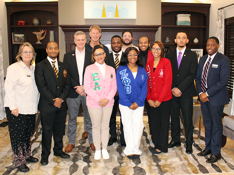 NPHC Chapters at the President's house for a President Lunch